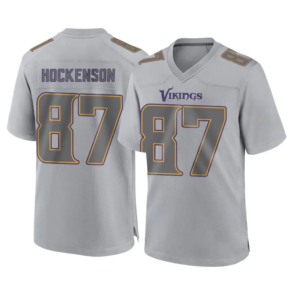 Punc MN.Vikings #87 T.J. Hockenson Player Gray Atmosphere Fashion Home Game Stitched Jerseys