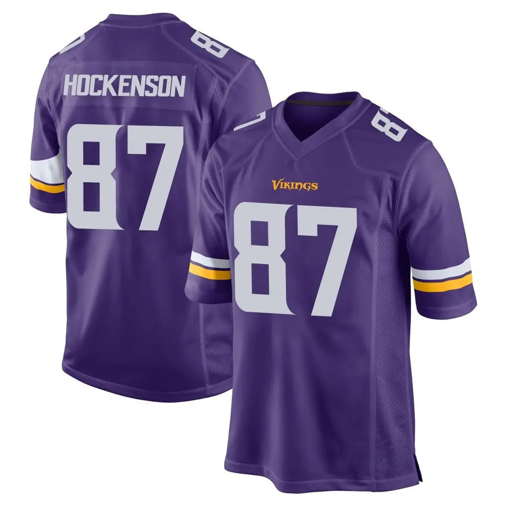 Punc MN.Vikings #87 T.J. Hockenson Player Purple Home Game Stitched Jerseys