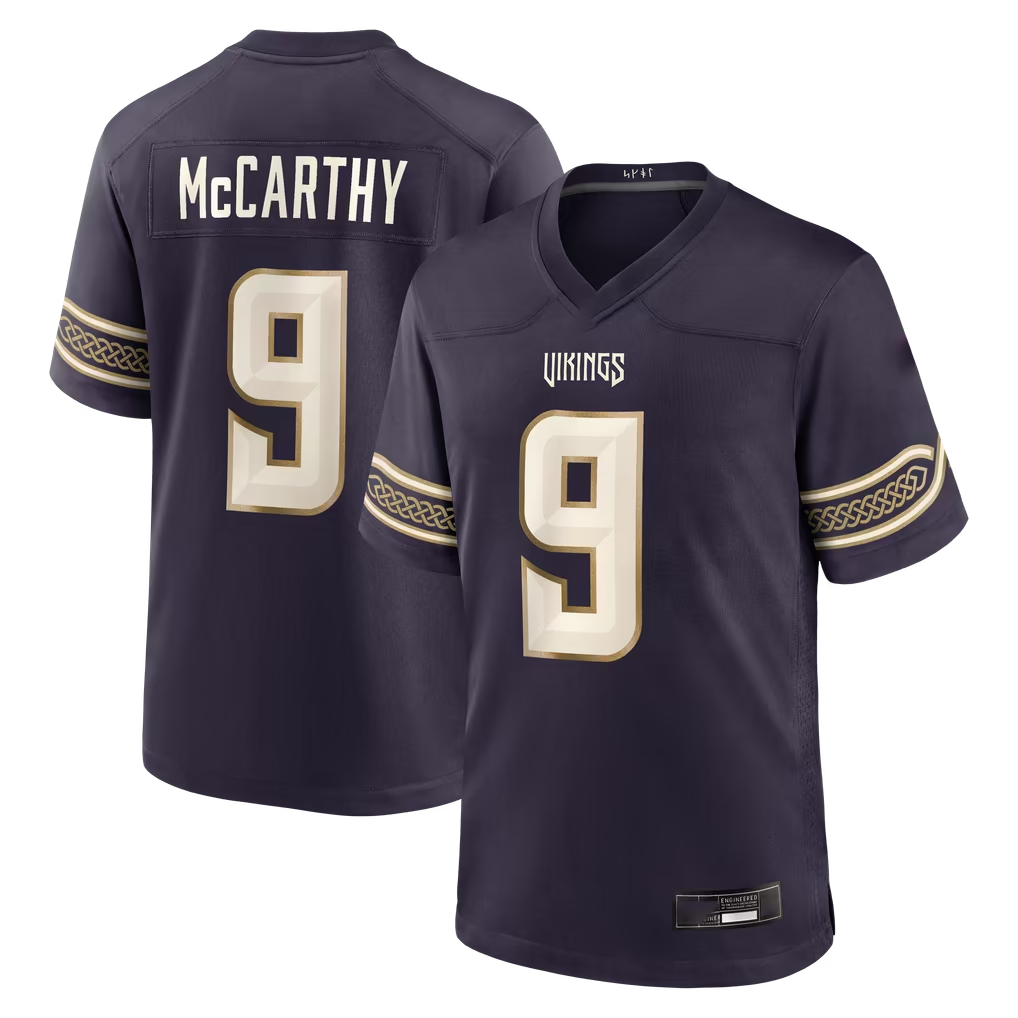 Punc MN.Vikings #9 J.J. McCarthy Purple 2026 Rivalries Collection Game Stitched Jerseys