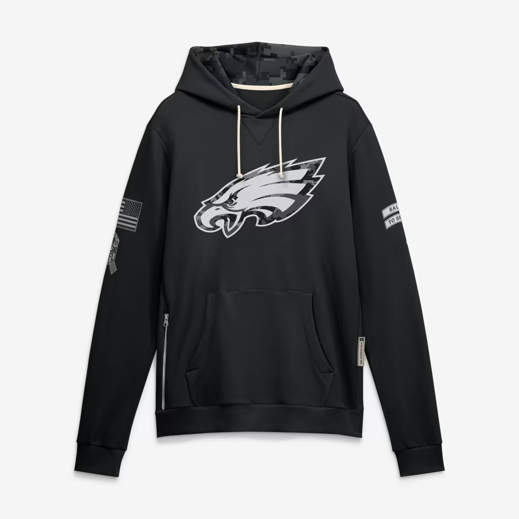 Punc P.Eagles Black 2026 Salute to Service Sideline Dri-FIT Pullover Hoodie Jerseys