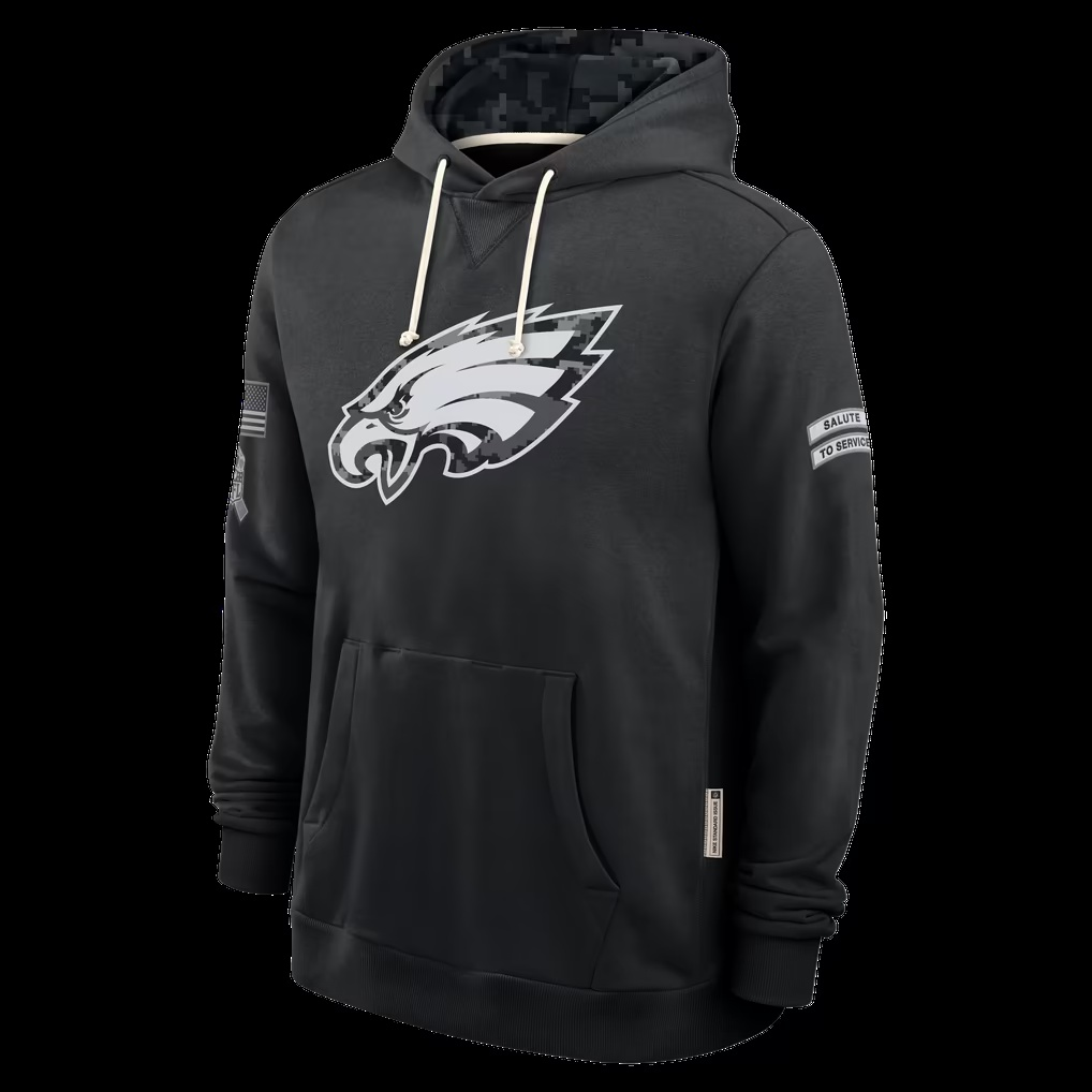 Punc P.Eagles Black 2026 Salute to Service Sideline Dri-FIT Pullover Hoodie Jerseys