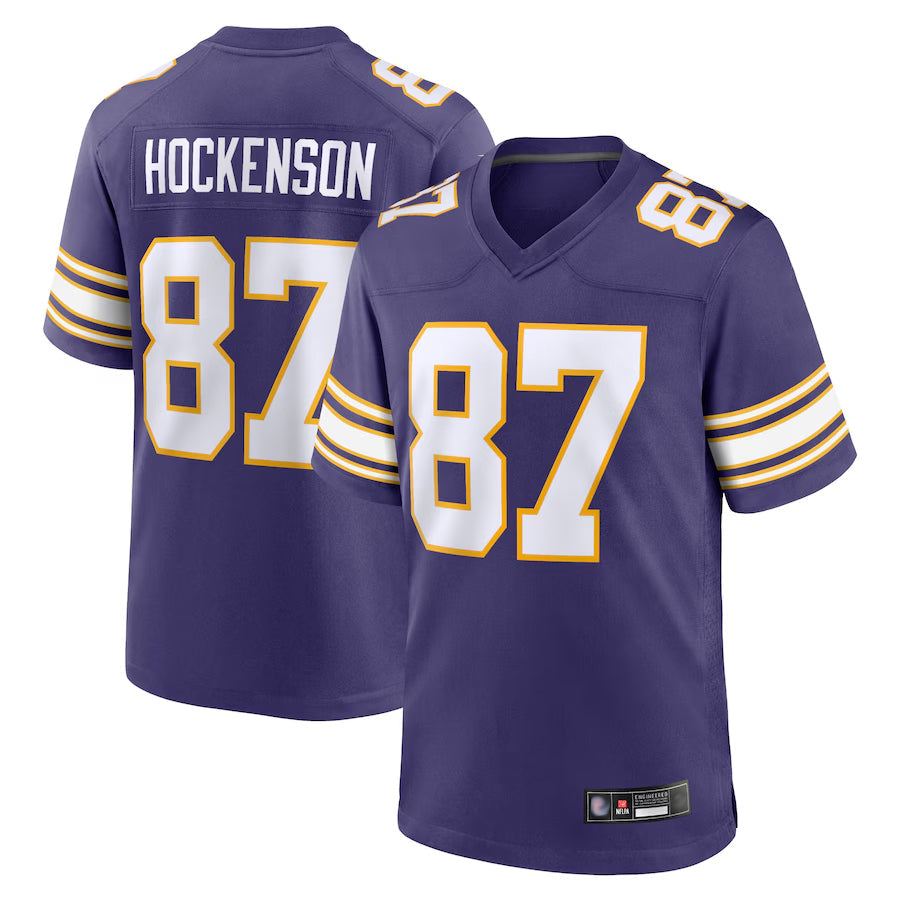 Punc MN.Vikings Secondary Alternate Game Football Jerseys - Purple - #87 T.J. Hockenson Player Stitched Jerseys