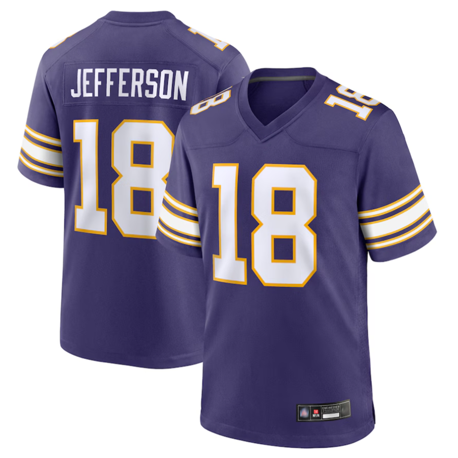 Punc MN.Vikings #18 Justin Jefferson Player Purple Classic Limited Game Stitched Jerseys