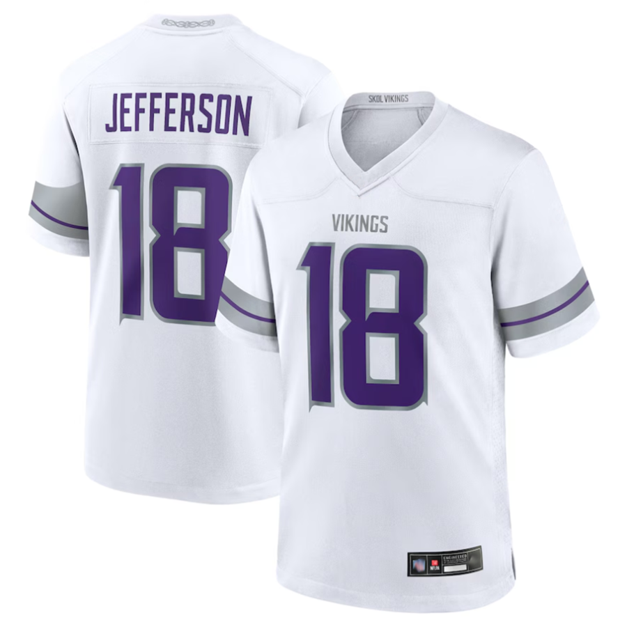 Punc MN.Vikings #18 Justin Jefferson Player White Replica Game Stitched Jerseys