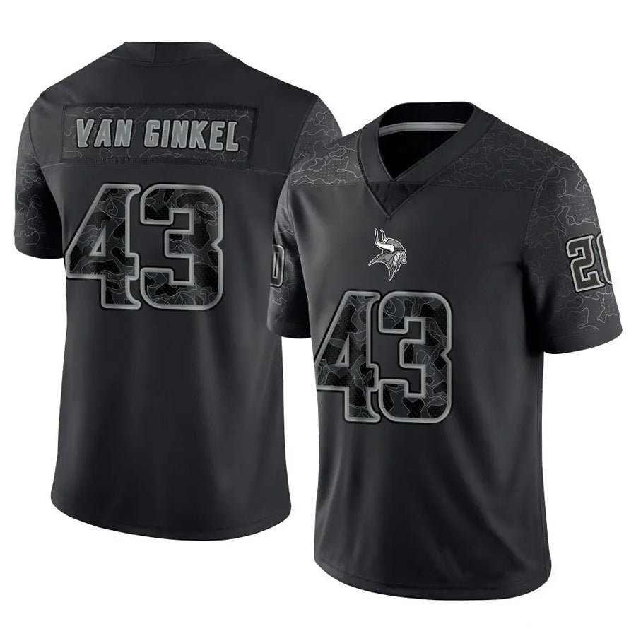 Punc MN.Vikings #43 Andrew Van Ginkel Player Black REFLECTIVE Limited Stitched Jerseys