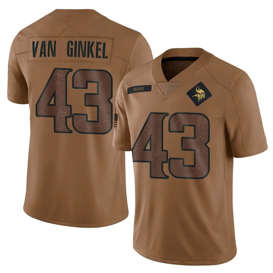 Punc MN.Vikings #43 Andrew Van Ginkel Player Brown Salute To Service Limited Stitched Jerseys