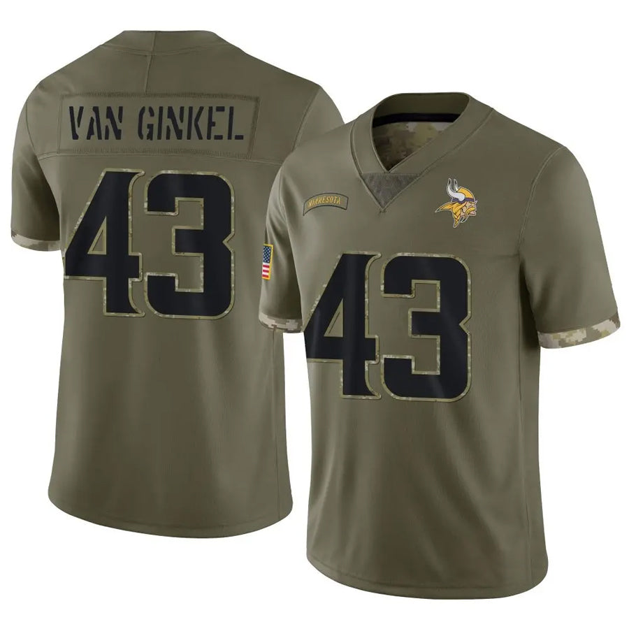 Punc MN.Vikings #43 Andrew Van Ginkel Player Salute To Service Limited Olive Stitched Jerseys