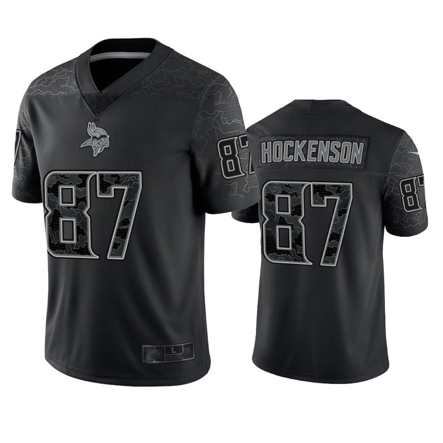 Punc MN.Vikings #87 T.J. Hockenson Player Black REFLECTIVE Limited Stitched Jerseys