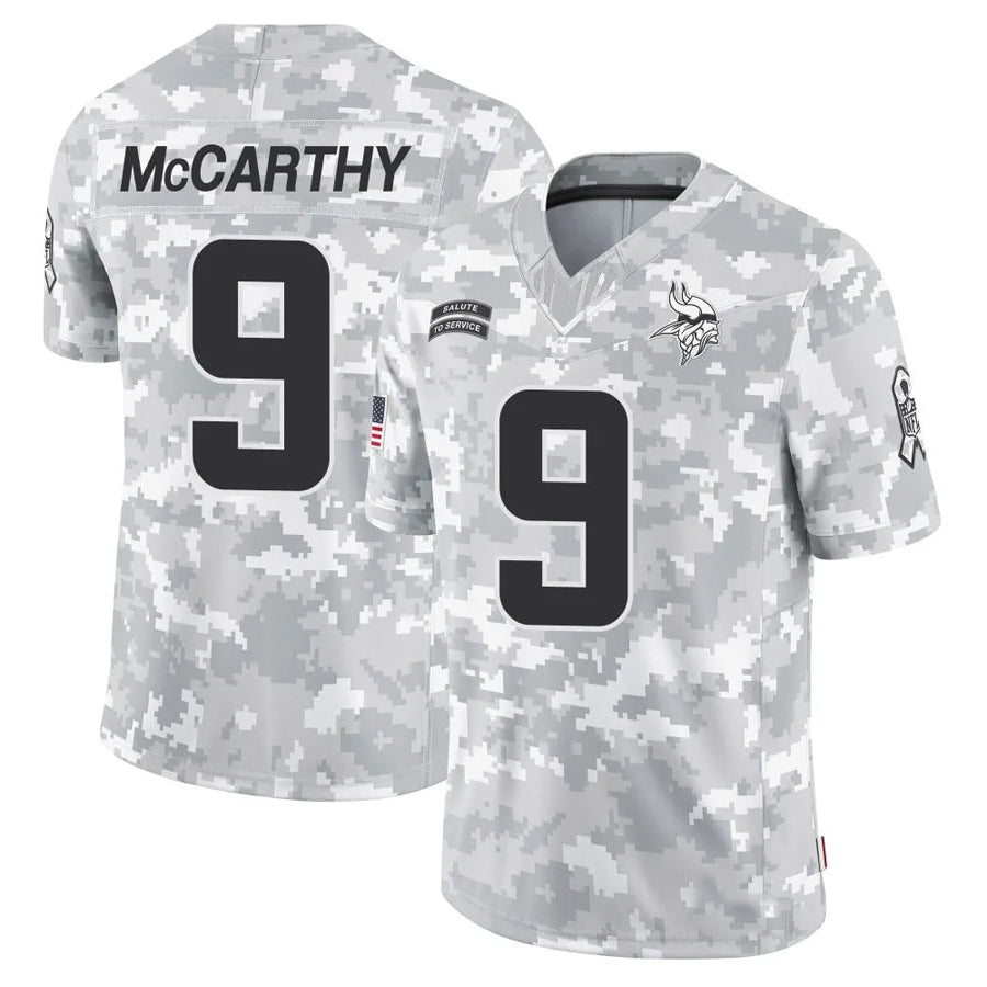Punc MN.Vikings #9 J.J. McCarthy Player Arctic Camo Salute to Service Limited Stitched Jerseys