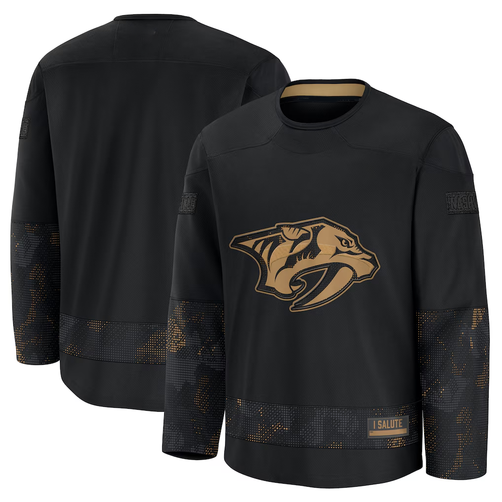 Punc N.Predators Black 2024 Military Appreciation Practice Jerseys
