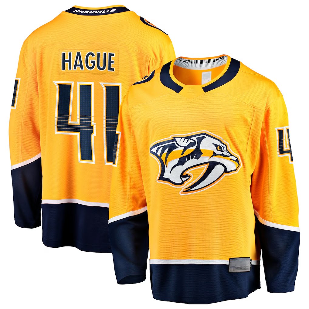 Punc N.Predators #41 Nicolas Hague Gold Home Breakaway Jerseys