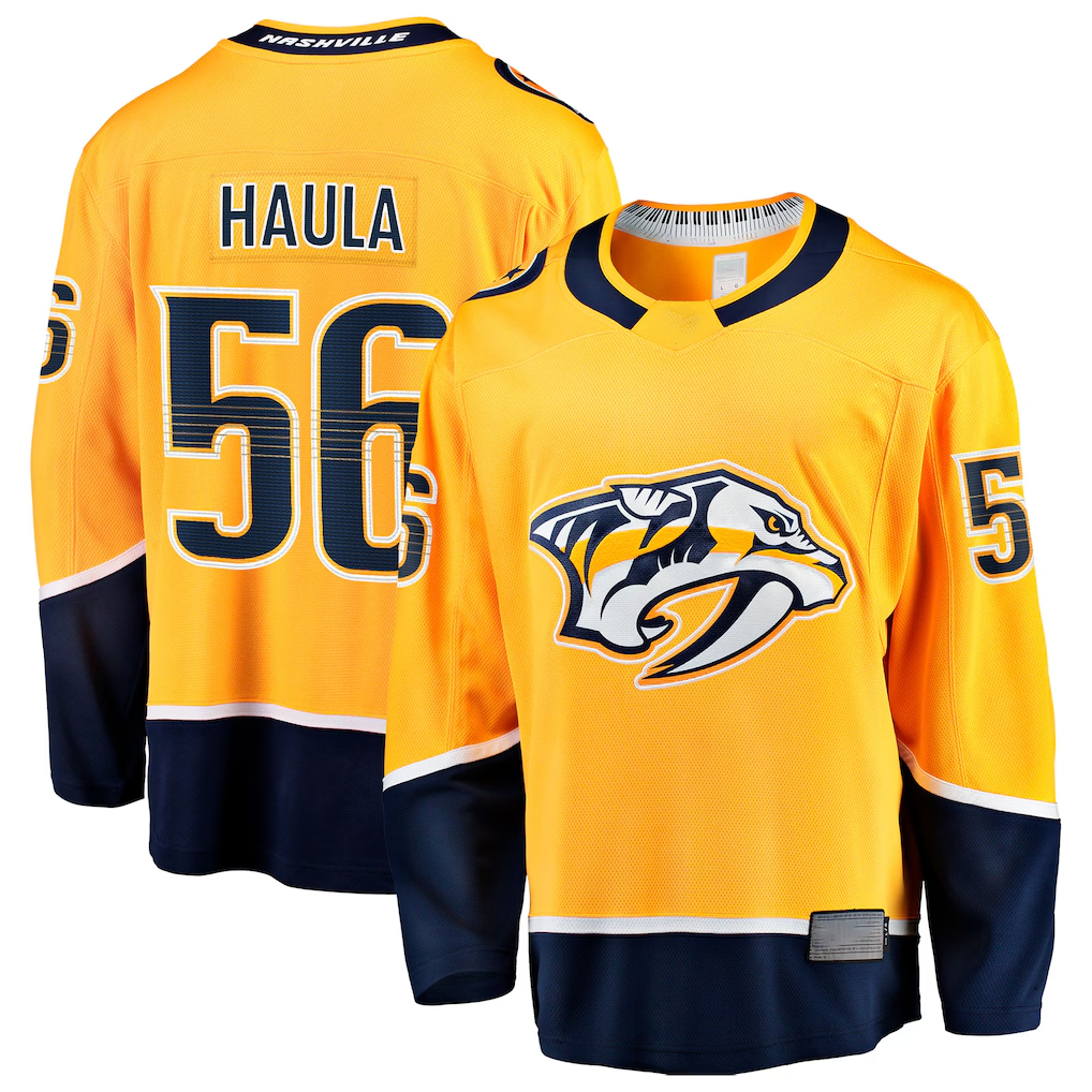 Punc N.Predators #56 Erik Haula Gold Home Breakaway Jerseys