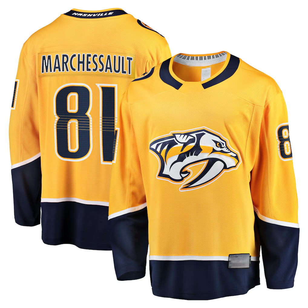 Punc N.Predators #81 Jonathan Marchessault Gold Home Premier Breakaway Player Jerseys
