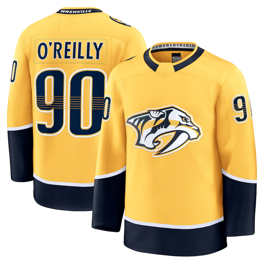 Punc N.Predators #90 Ryan O'Reilly Yellow Home Premium Jerseys