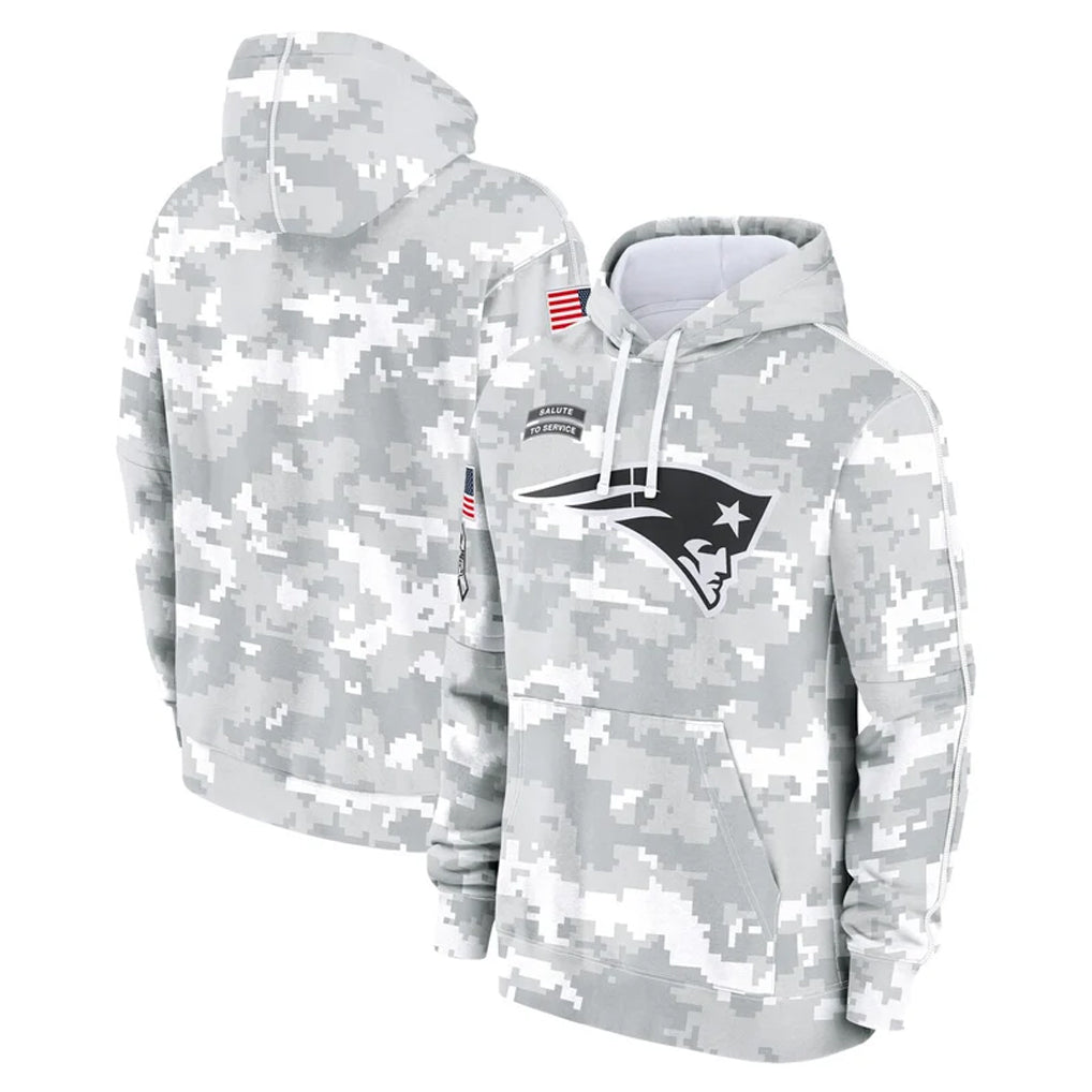 Punc NE.Patriots Arctic Camo Salute to Service Pullover Hoodies Limited Game Blank Player Stitched Jerseys