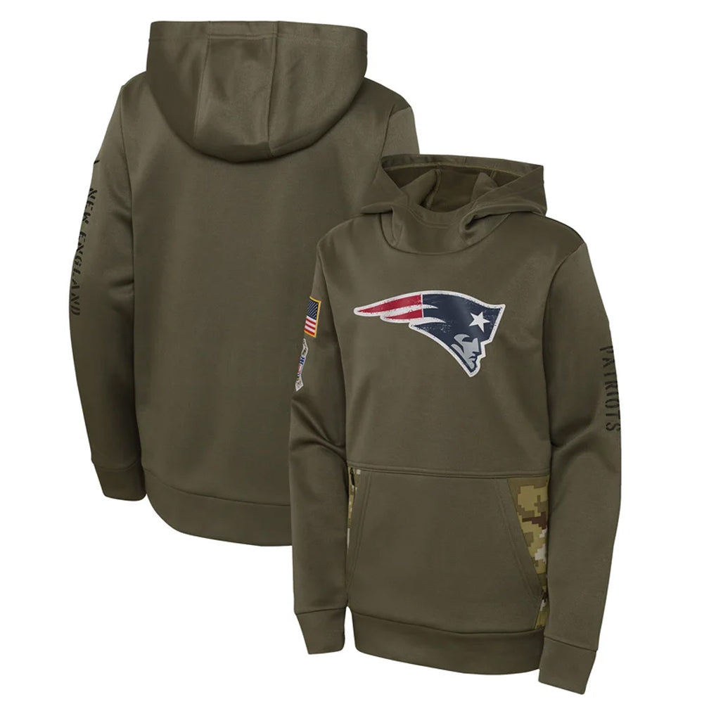 Punc NE.Patriots Olive Salute to Service Pullover Hoodies Home Game Blank Player Stitched Jerseys