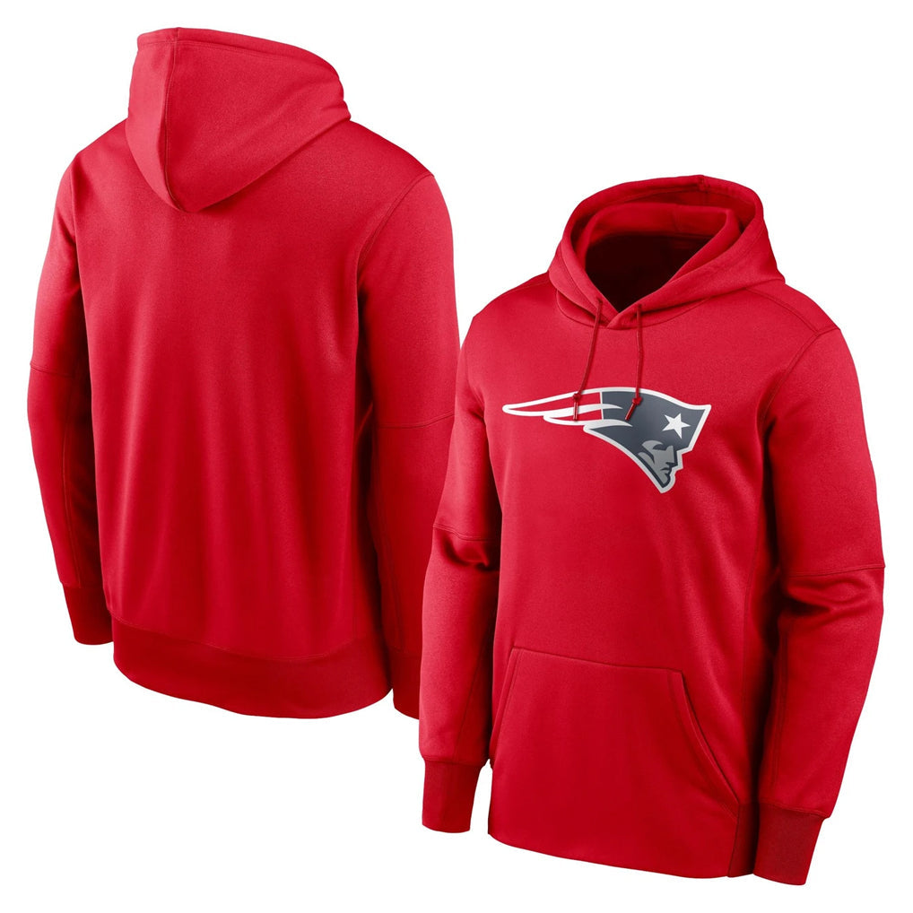 Punc NE.Patriots Red LOGO Pullover Hoodies Home Game Blank Player Stitched Jerseys
