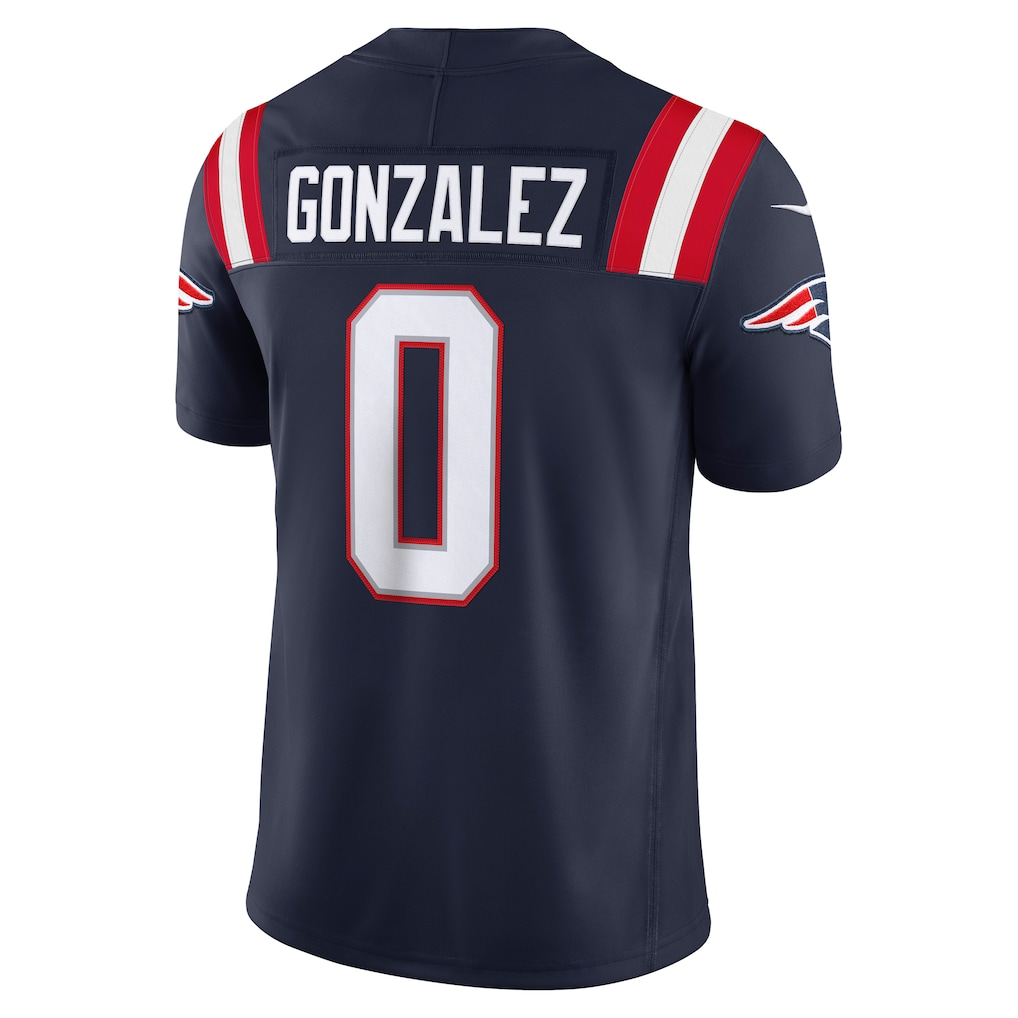 Punc NE.Patriots #0 Christian Gonzalez Navy Team Vapor F.U.S.E. Stitched Limited Jerseys