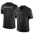 Punc NE.Patriots #0 Christian Gonzalez Player Black Reflective Limited Stitched Jerseys