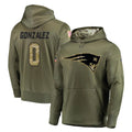 Punc NE.Patriots #0 Christian Gonzalez Player Olive Salute to Service Pullover Hoodies Home Game Stitched Jerseys