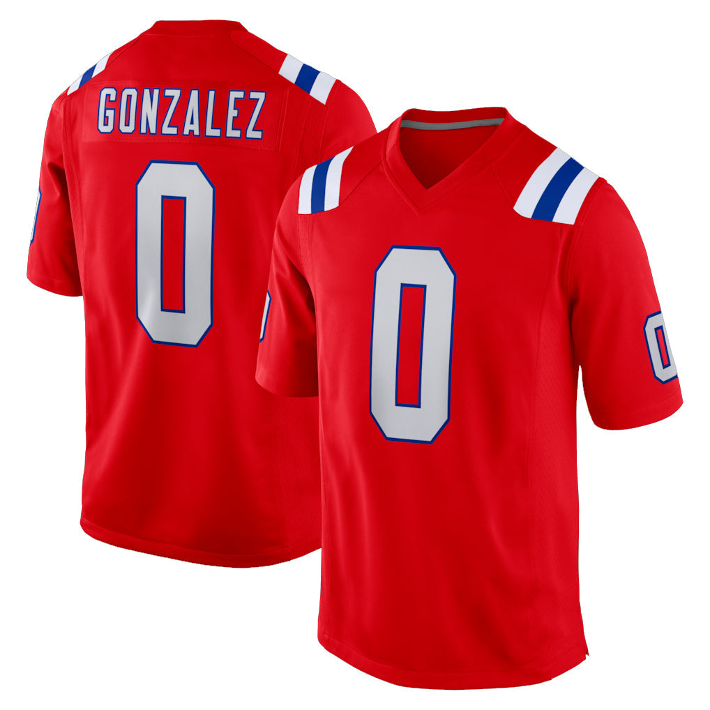 Punc NE.Patriots #0 Christian Gonzalez Player Red Home Game Stitched Jerseys