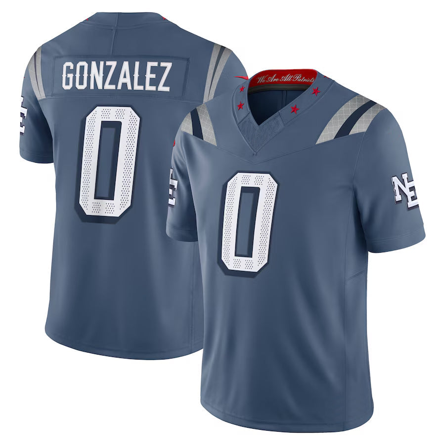 Punc NE.Patriots #0 Christian Gonzalez Player Storm Blue Rivalries Collection Limited Stitched Jerseys