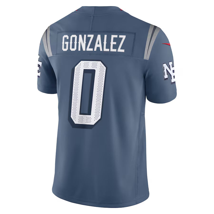 Punc NE.Patriots #0 Christian Gonzalez Player Storm Blue Rivalries Collection Limited Stitched Jersey
