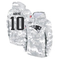 Punc NE.Patriots #10 Drake Maye Player Arctic Camo Salute to Service Pullover Hoodies Limited Game Stitched Jerseys