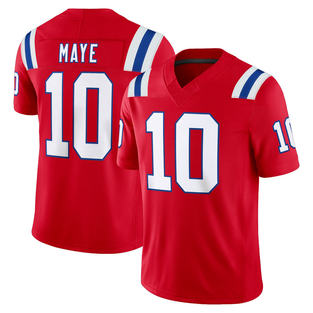 Punc NE.Patriots #10 Drake Maye Player Red Limited Vapor F.U.S.E. Home Game Stitched Jerseys