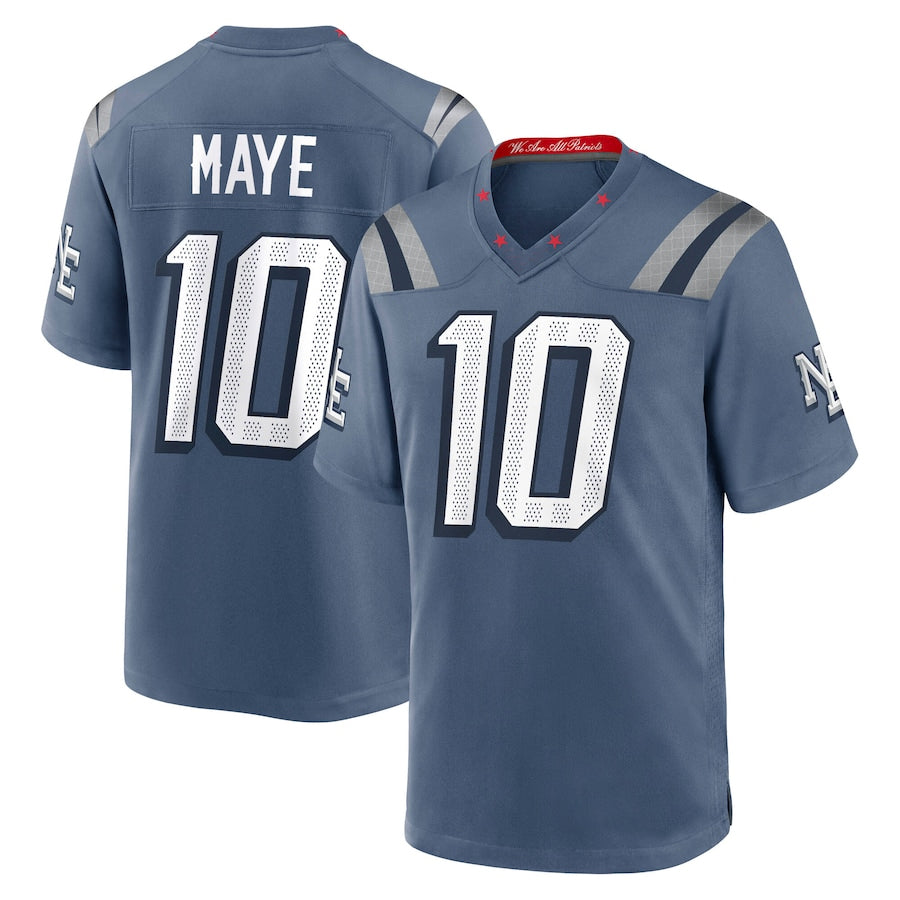 Punc NE.Patriots #10 Drake Maye Player Storm Blue Rivalries Collection Game Stitched Jerseys