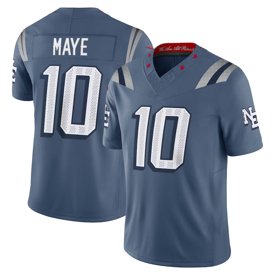 Punc NE.Patriots #10 Drake Maye Player Storm Blue Rivalries Collection Limited Stitched Jerseys
