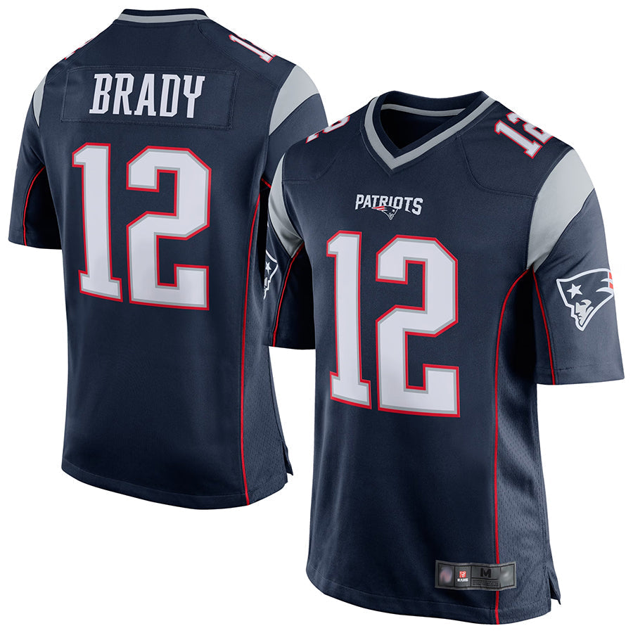 Punc NE.Patriots #12 Tom Brady Player Navy Blue Game Stitched Jerseys