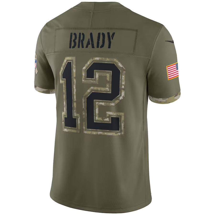 Punc NE.Patriots #12 Tom Brady Player Olive Salute To Service Limited Stitched Jerseys