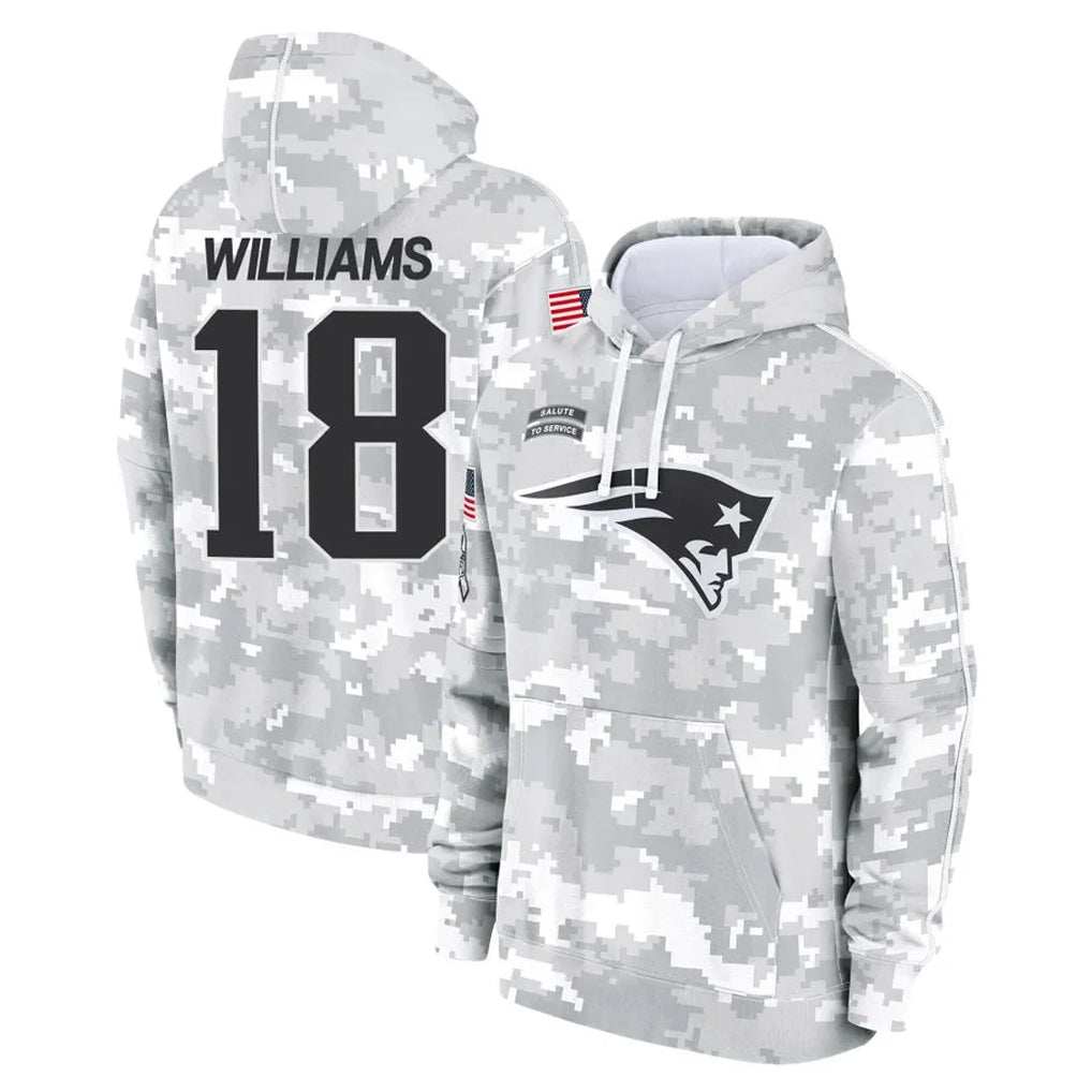 Punc NE.Patriots #18 Kyle Williams Player Arctic Camo Salute to Service Pullover Hoodies Limited Game Stitched Jerseys