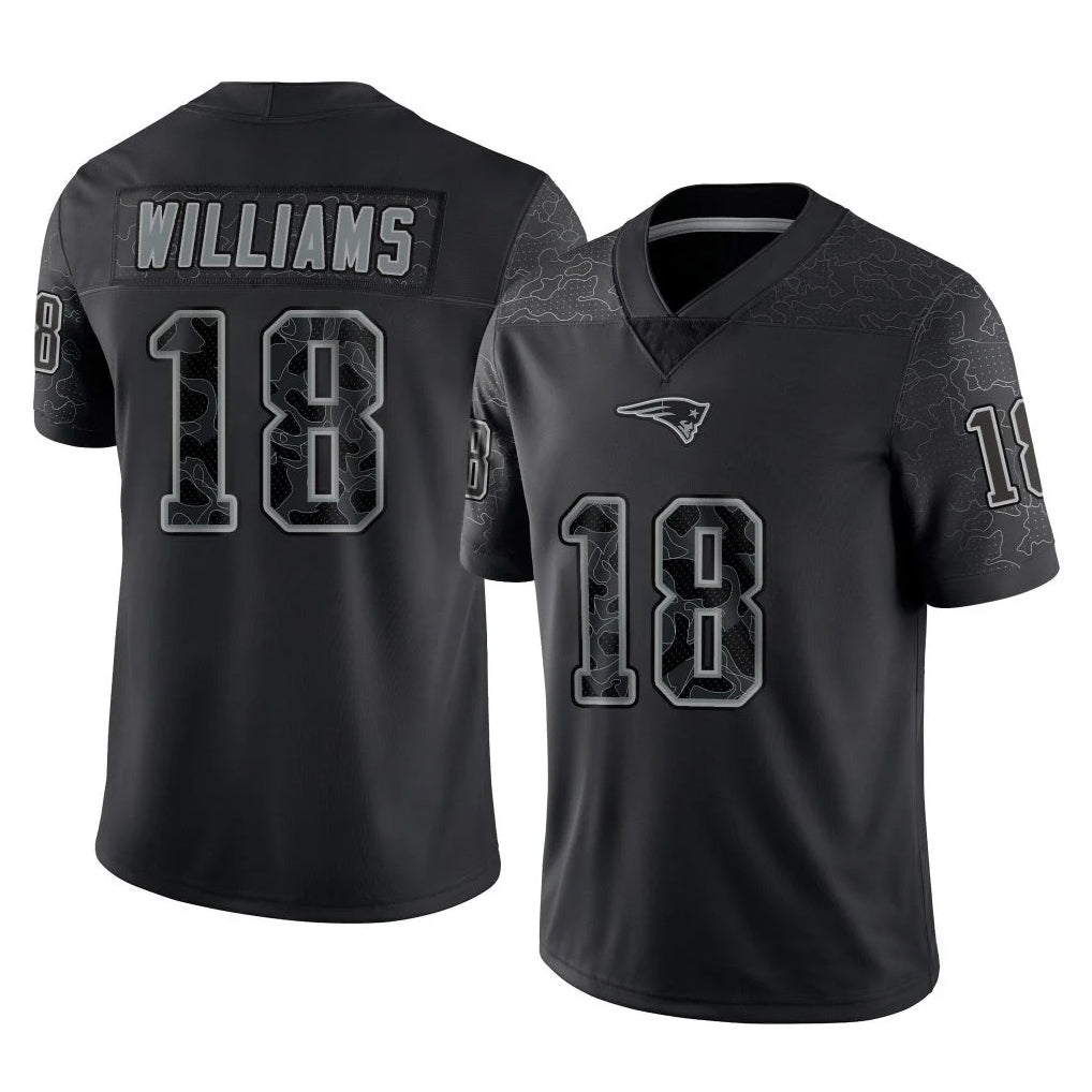 Punc NE.Patriots #18 Kyle Williams Player Black Reflective LImited Home Game Stitched Jerseys