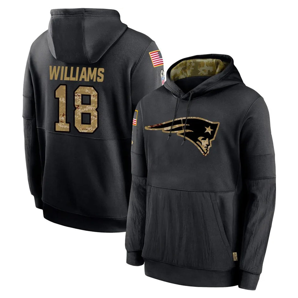 Punc NE.Patriots #18 Kyle Williams Player Black Salute to Service Hoodies Limited Game Stitched Jerseys
