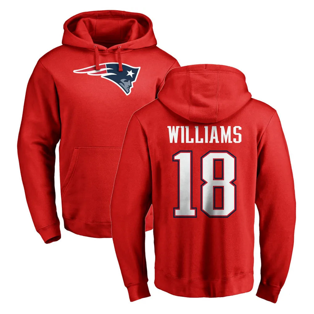 Punc NE.Patriots #18 Kyle Williams Player Red LOGO Pullover Hoodies Home Game Stitched Jerseys