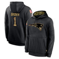 Punc NE.Patriots #1 A.J. Brown Player Black Salute to Service Hoodies Limited Game Stitched Jerseys