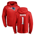 Punc NE.Patriots #1 A.J. Brown Player Red LOGO Pullover Hoodies Home Game Stitched Jerseys