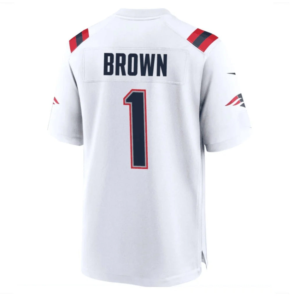 Punc NE.Patriots #1 A.J. Brown Player White Home Game Stitched Jerseys