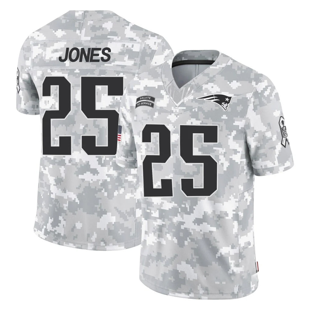 Punc NE.Patriots #25 Marcus Jones Player Arctic Camo Salute To Service Limited Game Stitched Jerseys