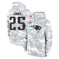 Punc NE.Patriots #25 Marcus Jones Player Arctic Camo Salute to Service Pullover Hoodies Limited Game Stitched Jerseys