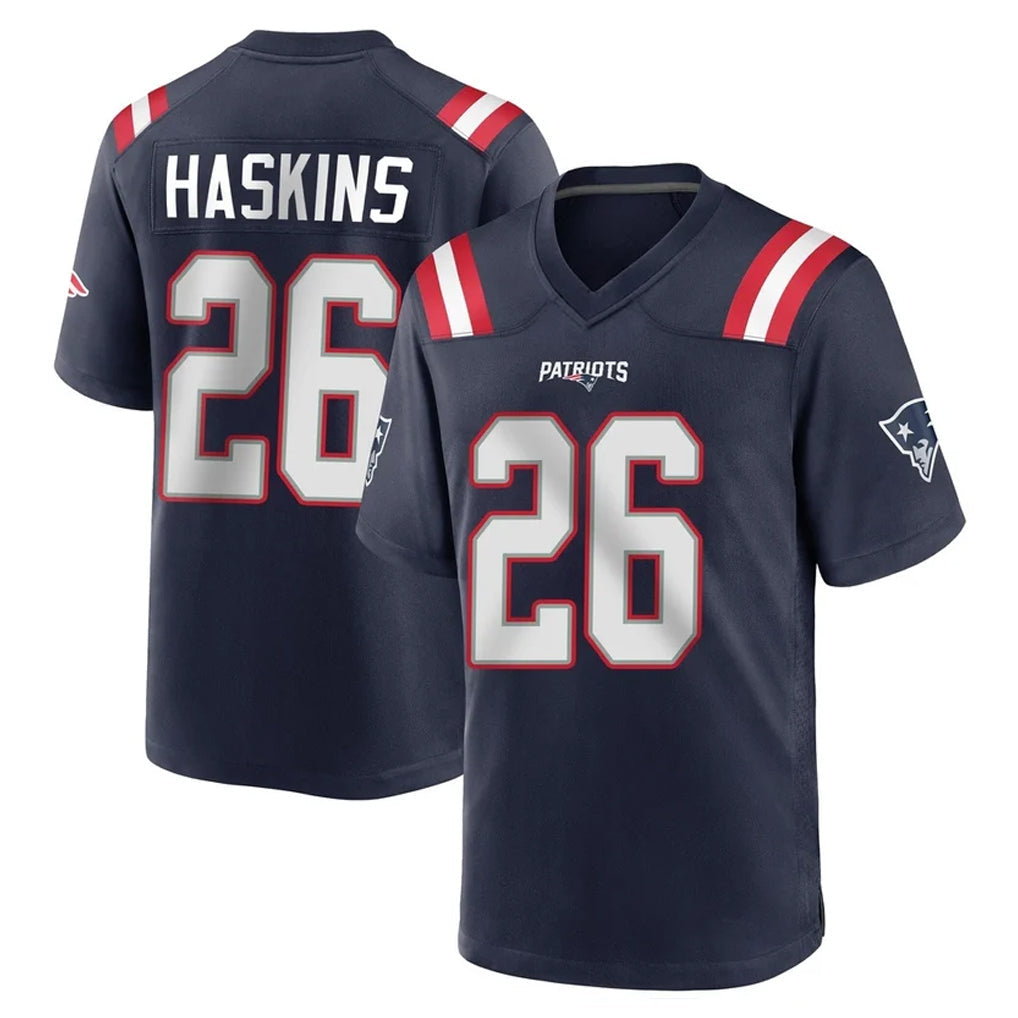 Punc NE.Patriots #26 Hassan Haskins Navy Home Game Stitched Jerseys