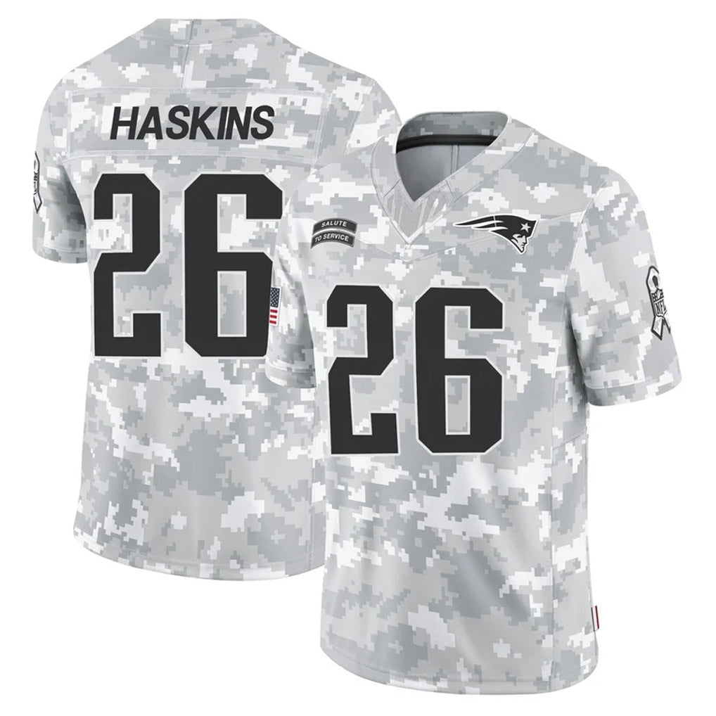 Punc NE.Patriots #26 Hassan Haskins Player Arctic Camo Salute To Service Limited Game Stitched Jerseys