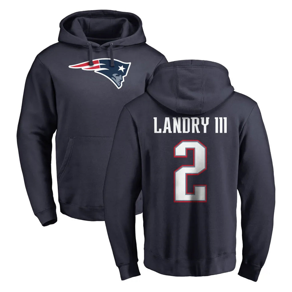 Punc NE.Patriots #2 Harold Landry III Player Navy LOGO Pullover Hoodies Home Game Stitched Jerseys