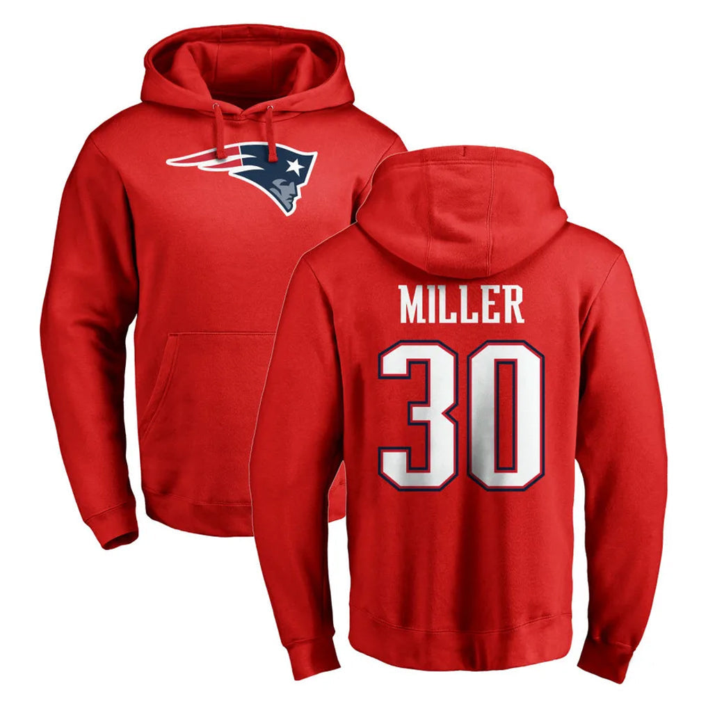 Punc NE.Patriots #30 Jam Miller Player Red LOGO Pullover Hoodies Home Game Stitched Jerseys