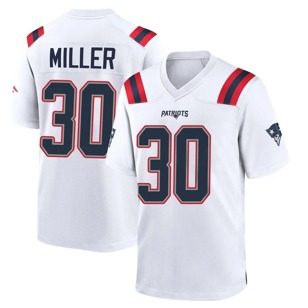 Punc NE.Patriots #30 Jam Miller Player White Home Game Stitched Jerseys