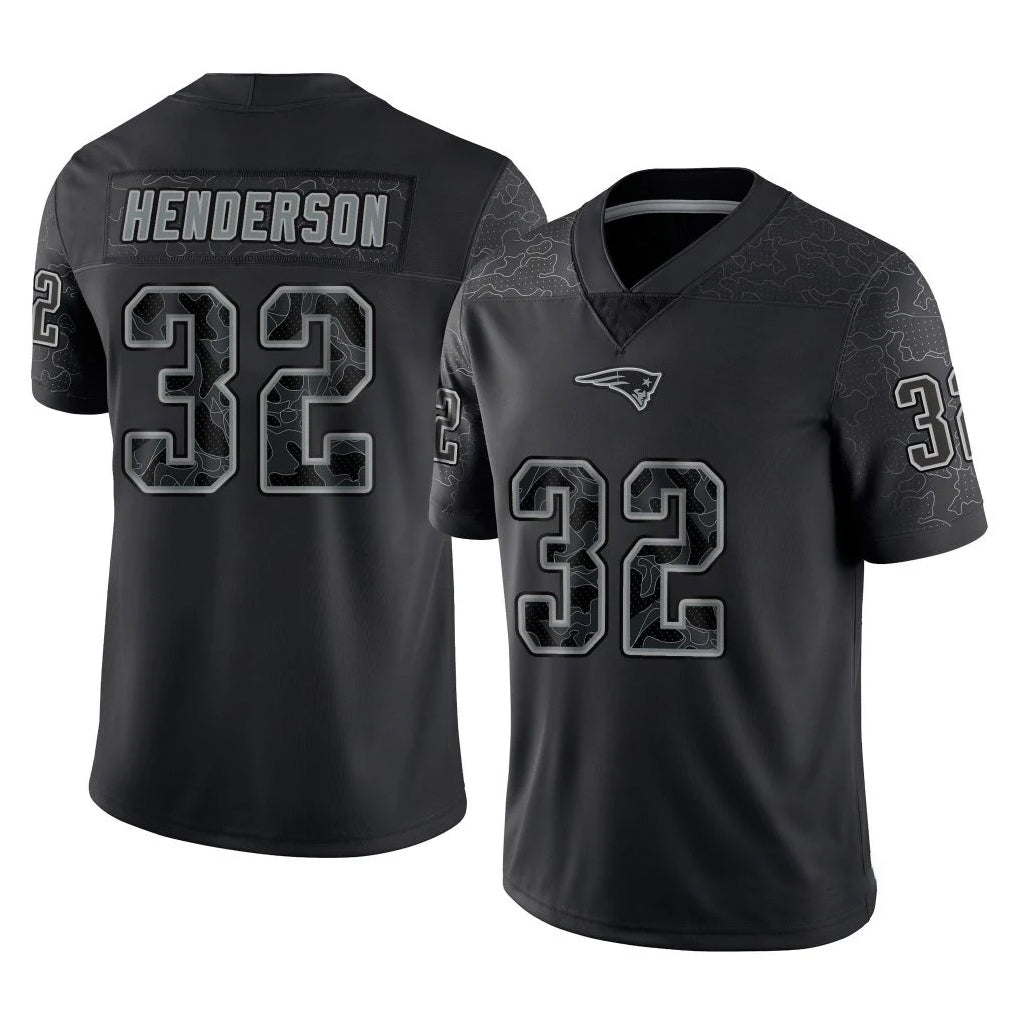 Punc NE.Patriots #32 TreVeyon Henderson Player Black Reflective LImited Home Game Stitched Jerseys
