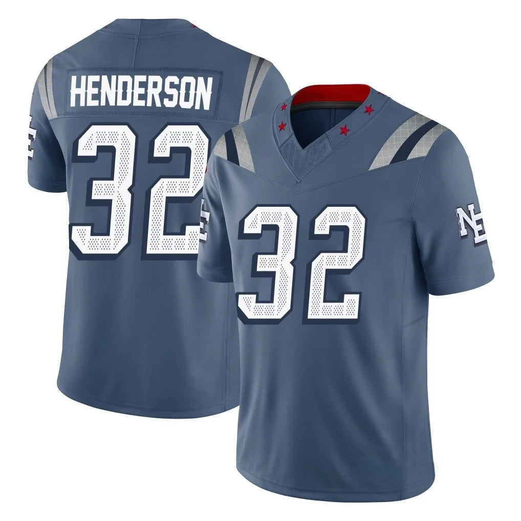 Punc NE.Patriots #32 TreVeyon Henderson Player Blue Limited Rivalries Collection Home Game Stitched Jerseys
