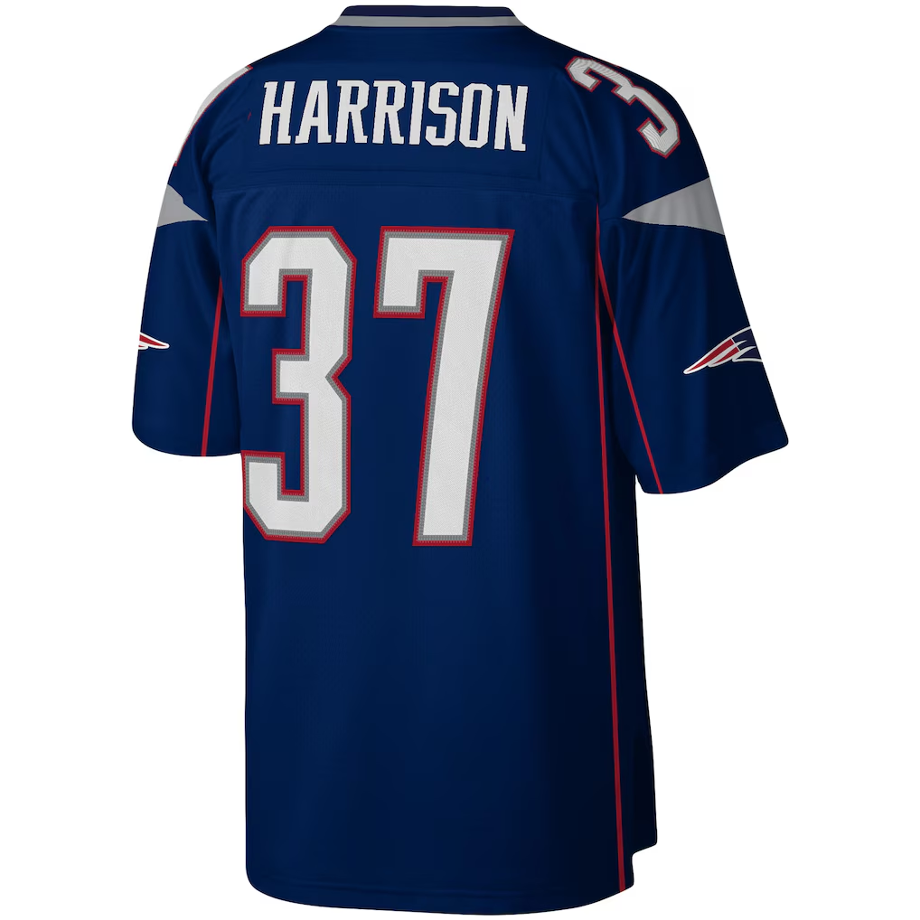 Punc NE.Patriots #37 Rodney Harrison Mitchell & Ness Navy Legacy Replica Jersey Stitched Puhic